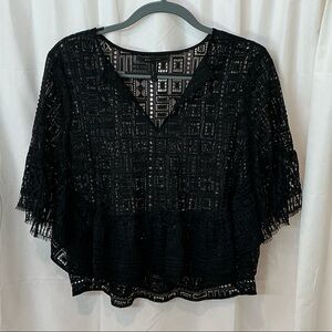 BCBGMaxAzria Black Lace Blouse- Size Small
